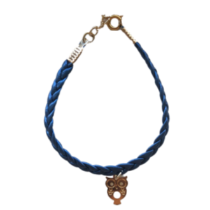 Blue Leather Gold Owl