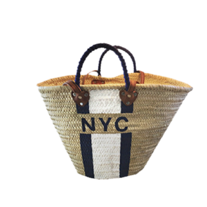 Blue & White NYC Wicker Bag