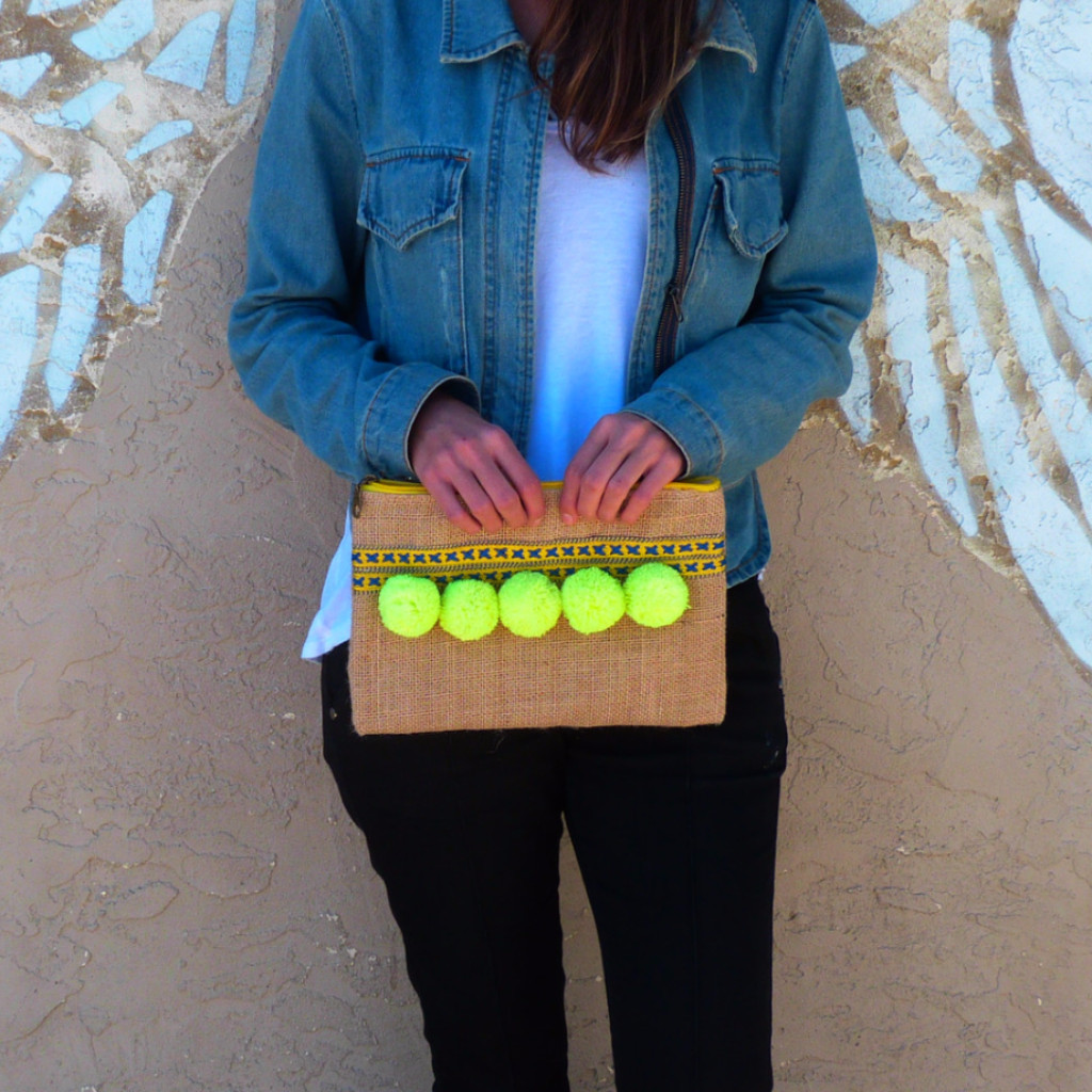 Yellow Pompom Clutch - Image 2