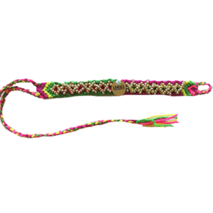 Pink, Green, and Gold Wayuu Bracelet