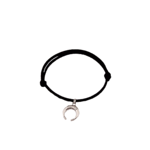 Black Leather Silver Half Moon