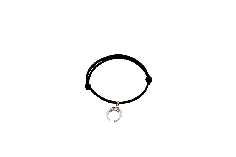 Black Leather Silver Half Moon - Image 2
