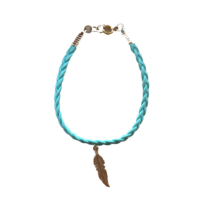 Turquoise Feather Gold Leaf