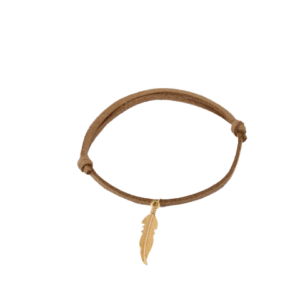Brown Leather Gold Feather
