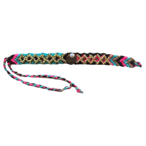 Brown, Pink, and Blue Alegria Wayuu Bracelet