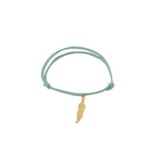 Green Leather Gold Feather