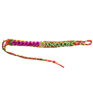 Green, Orange, and Pink FE Wayuu Bracelet