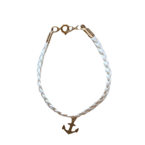 White Leather Gold Anchor