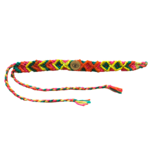 Green, Yellow, Orange, and Pink Eye Wayuu Bracelet